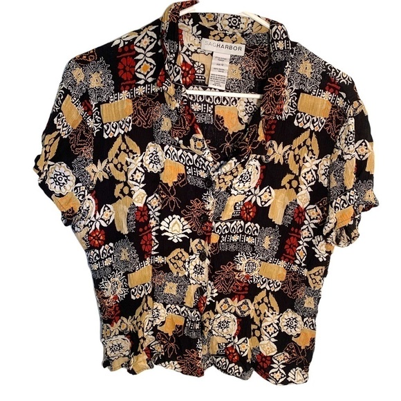 Sag Harbor Short Sleeve Button Down Black - Picture 1 of 7